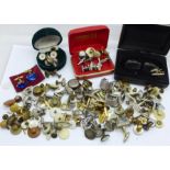 A collection of cufflinks, etc.