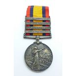 A Queen's South Africa Medal to 8042 Dmr. H.J. Marshall, with four bars, South Africa 1901,