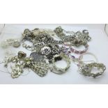 A collection of silver tone fashion jewellery