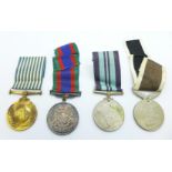 Four medals; United Nations, Canada 1939-45 Voluntary Service, India 1939-45 and For Service To