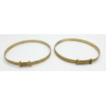 Two rolled gold bangles