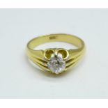 An 18ct gold and diamond solitaire ring, approximately 0.6carat diamond weight, 5.6g, P