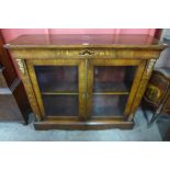 A Victorian walnut, marquetry inlaid and gilt metal mounted side cabinet, 105cms h, 121cms w,