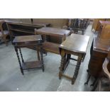 An oak barleytwist gateleg table, a trolley and a canteen case