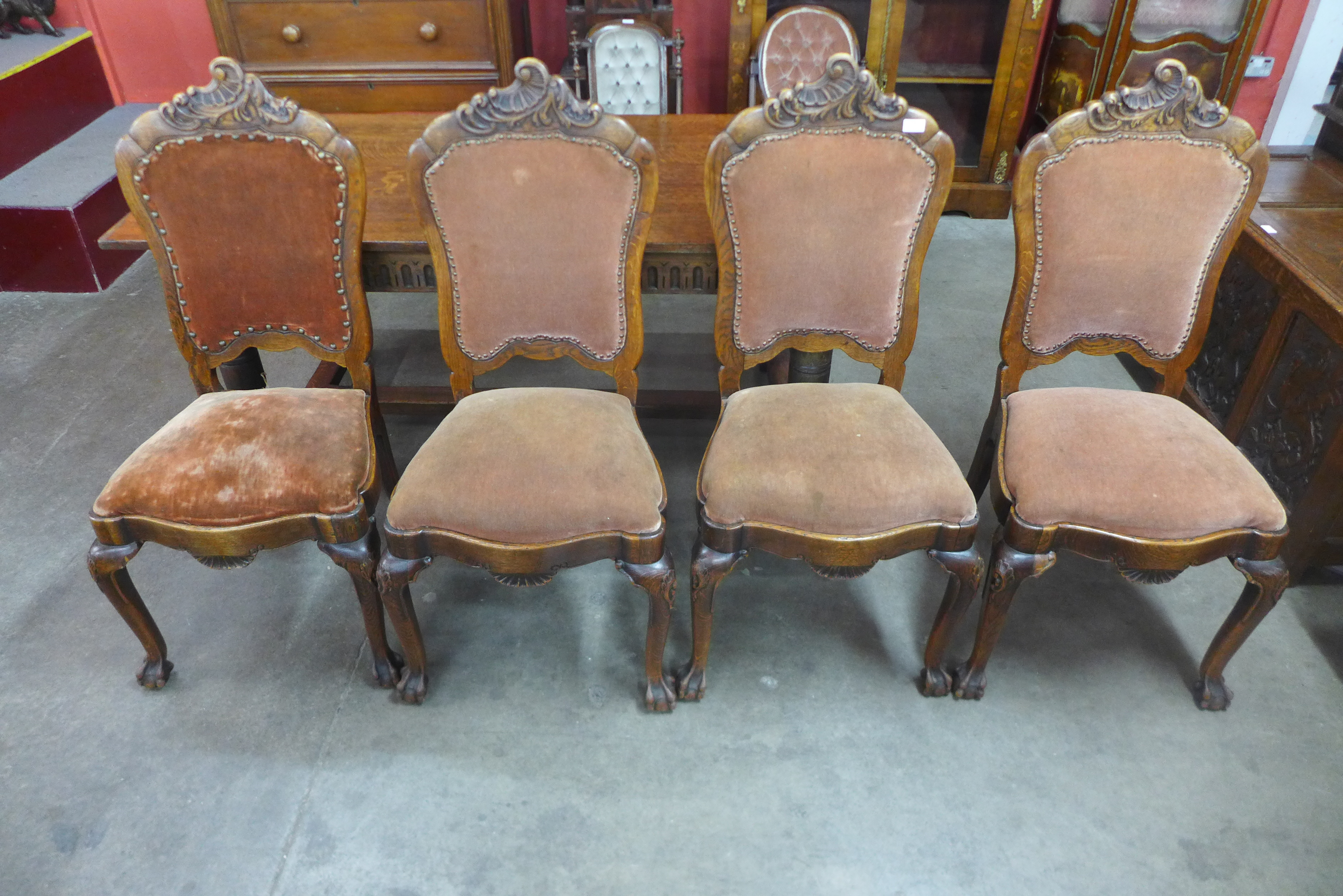 A set of four 19th Century French carved oak dining chairs - Image 3 of 3