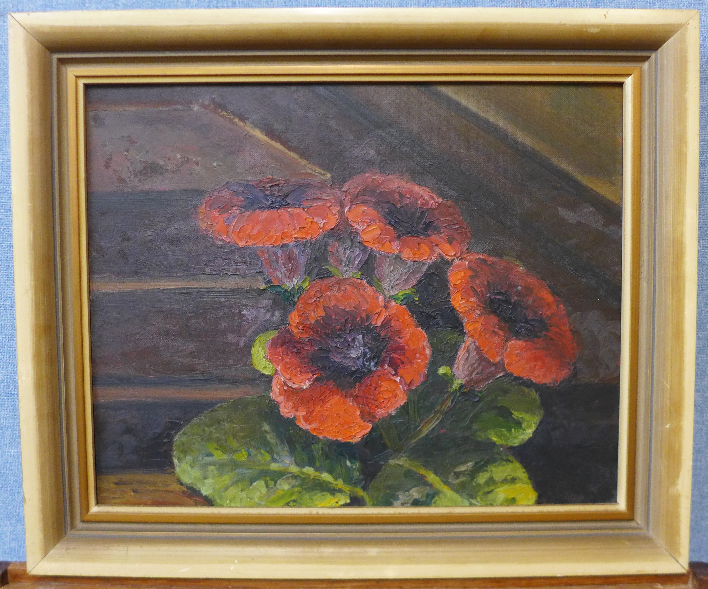 J. Avison, still life of gloxinia, oil on board, 39 x 50cms, framed - Image 2 of 4