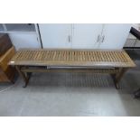 A teak bench