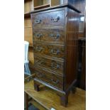 A small mahogany chest of drawers, drawer stamped M J More