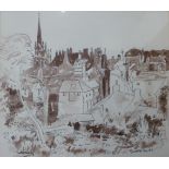 George Cox, Tetbury, pen, ink & wash, dated '83, 25 x 29cms, framed