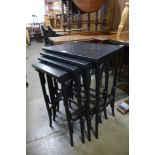 A black lacquered nest of quartetto tables