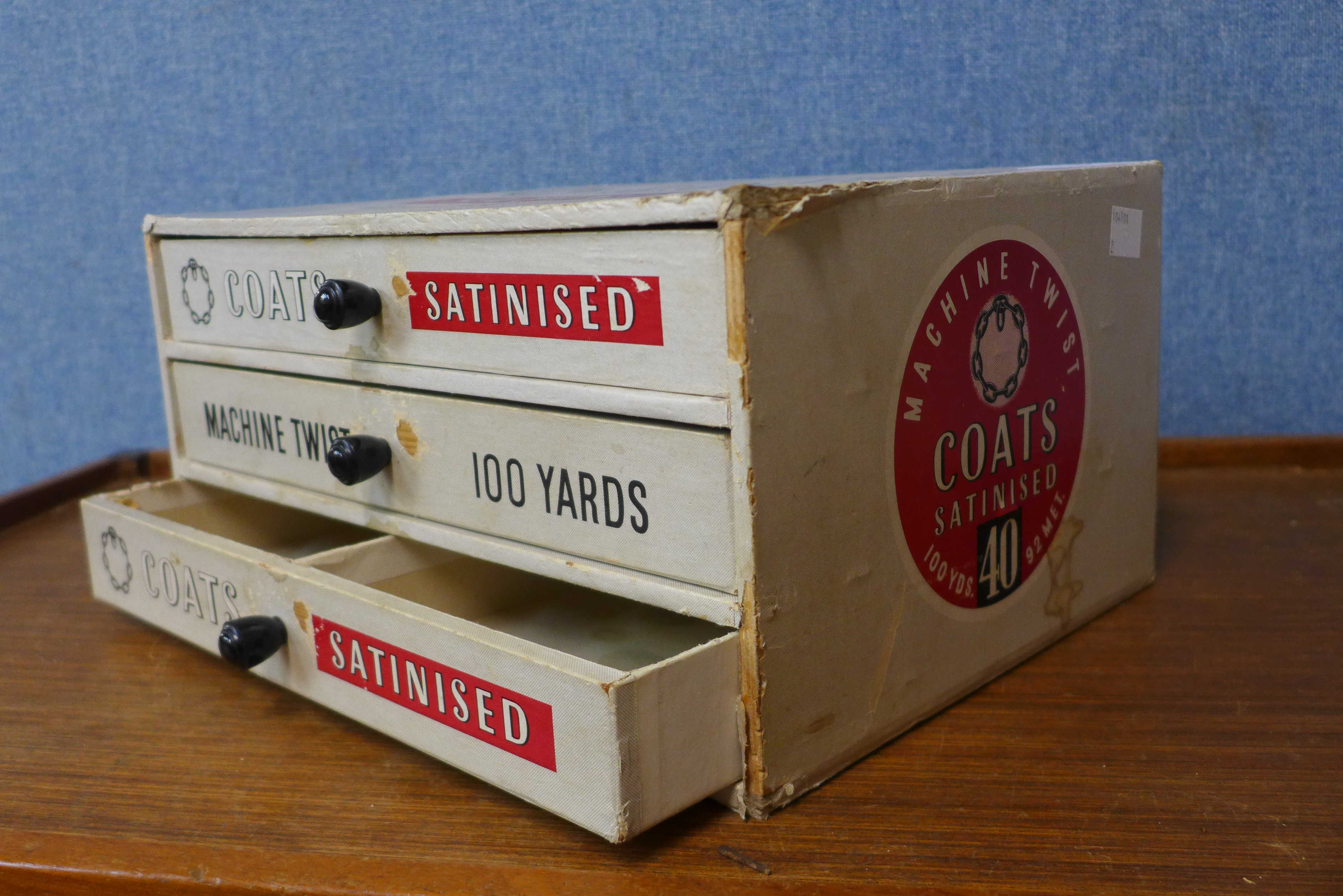 A Coats Satinised haberdashery shop chest, 15cms h x 31cms w - Image 2 of 2