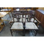 A Chippendale Revival mahogany six piece salon suite