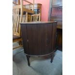 A George IV style mahogany tambour front corner night stand, 76cms h, 55cms w, 37cms d