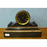 A 19th Century French Japy Freres Belge noir mantel clock, 25cms h