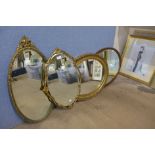 Four gilt framed mirrors