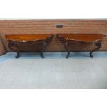 A pair of Victorian mahogany console tables, 72cms h, 164cms w, 66cms d