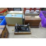 Five vintage sewing machines