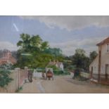 Edwin Thomas Johns, rural village landscape, watercolour, framed