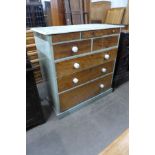 A Victorian painted pine and mahogany chest of drawers