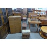 A teak chest of drawers, a dining table, modular whatnot, etc. (5)