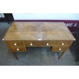 An Art Deco inlaid walnut desk, 79cms h, 115cms w, 56cms d