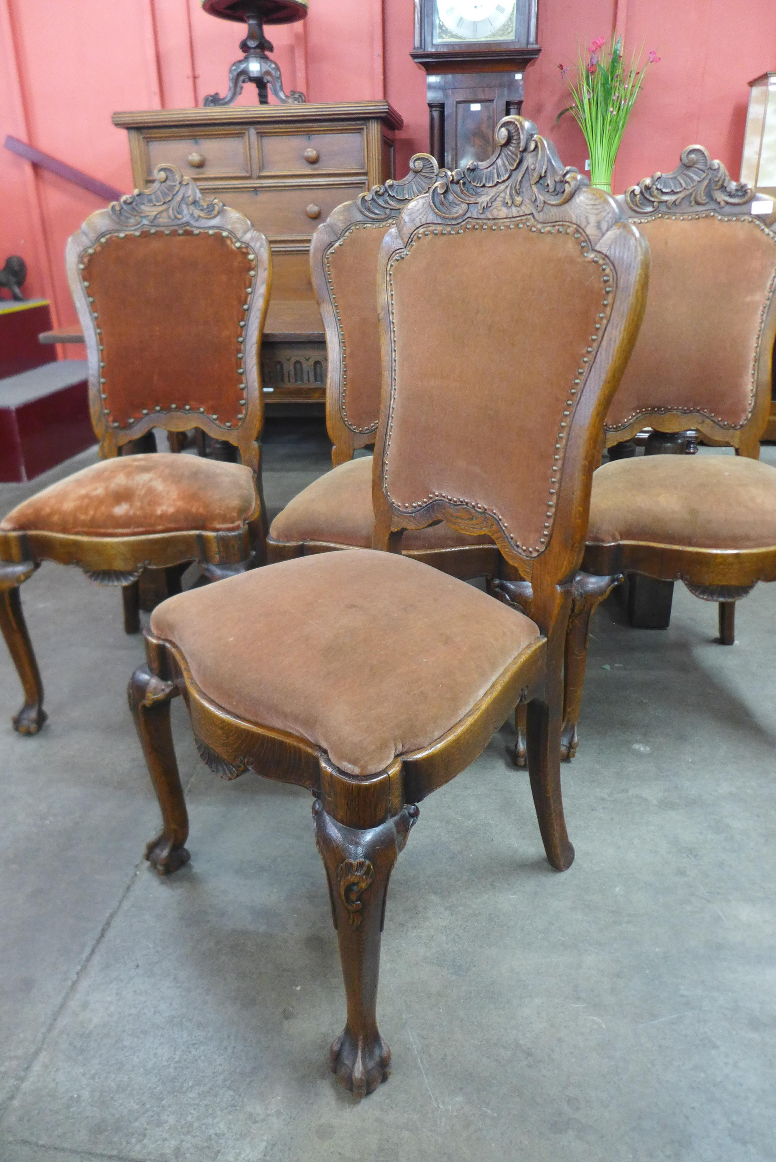 A set of four 19th Century French carved oak dining chairs - Image 2 of 3