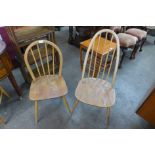 An Ercol Blonde Windsor chair and a Quaker chair, both a/f