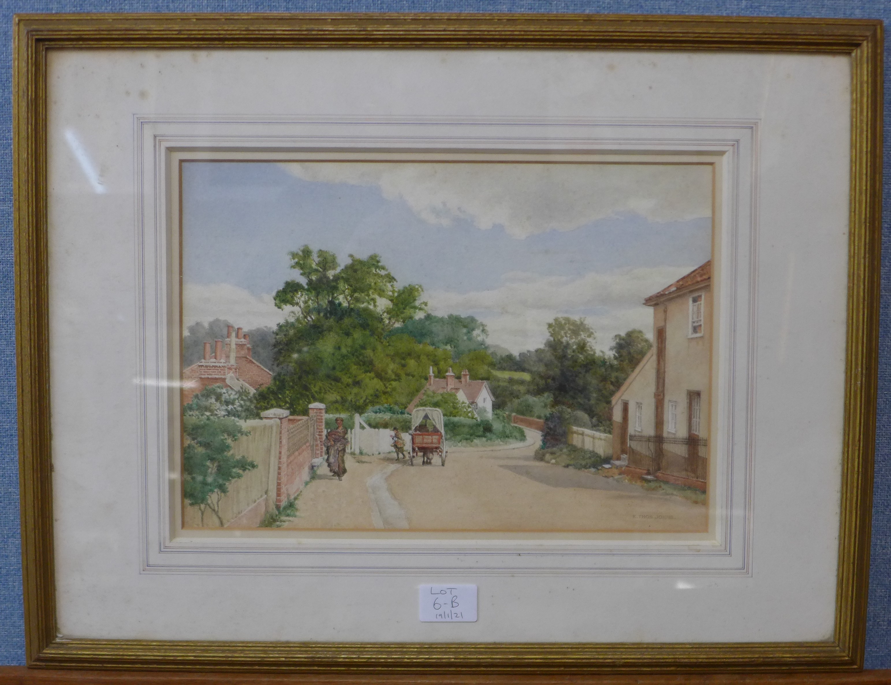 Edwin Thomas Johns, rural village landscape, watercolour, framed - Image 2 of 4