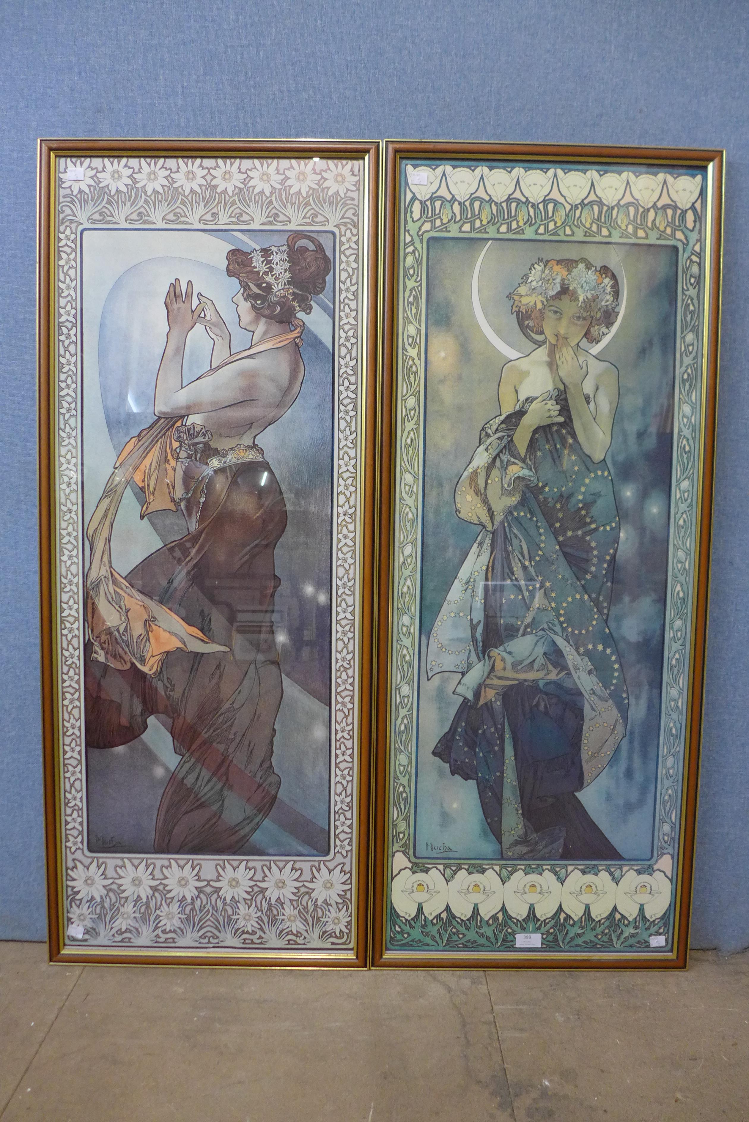 A pair of Alphonse Mucha Art Nouveau prints