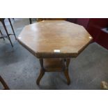 A Victorian Aesthetic Movement walnut octagonal table, manner of Gillows of Lancaster, 68cms h
