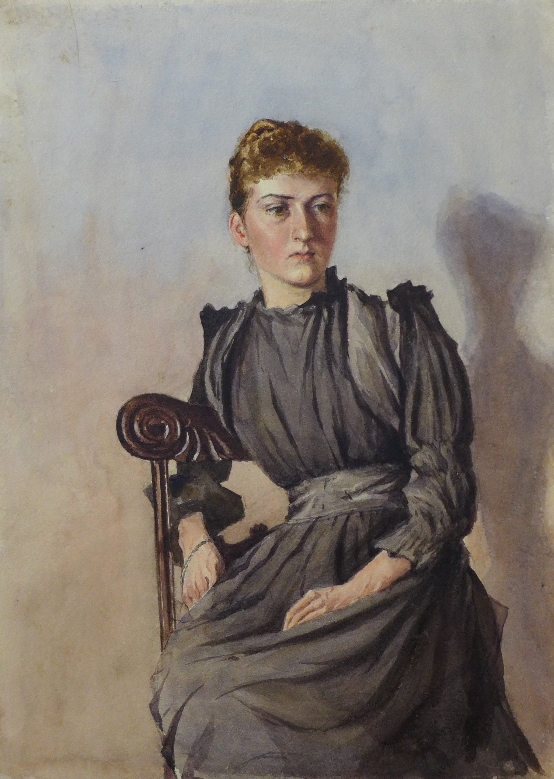 English School, portrait of a lady, watercolour, 35 x 25cms, unframed