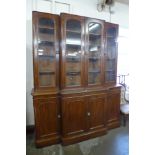 A Victorian mahogany breakfront library bookcase (lacking cornice)