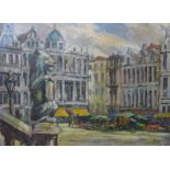 Donald Gray Midgley (1918-1995), Grand Place, Brussels, oil on board, 32 x 45cms, framed