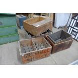 Seven advertising boxes/crates