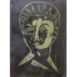 Baron Avro Manhattan (Italian 1914-1990), portrait of a woman, oil on card laid on board, 63 x