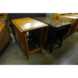 Two oak gateleg tables and a mahogany gateleg table