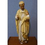 A German carved wood polychrome figure of St. Joseph and Christ Child, by Mayer & Co., Munich, 86cms