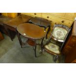 A George III mahogany drop-leaf table, two Edward VII mahogany occasional tables and a folding