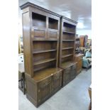 A pair of oak bookcases