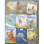 Seven Rupert the Bear annuals, 1955 to 1959, 1966 and 1968 and three Rupert Adventure Series
