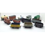 Twelve OO gauge rail wagons including seven Hornby