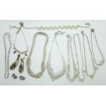 A collection of diamante jewellery
