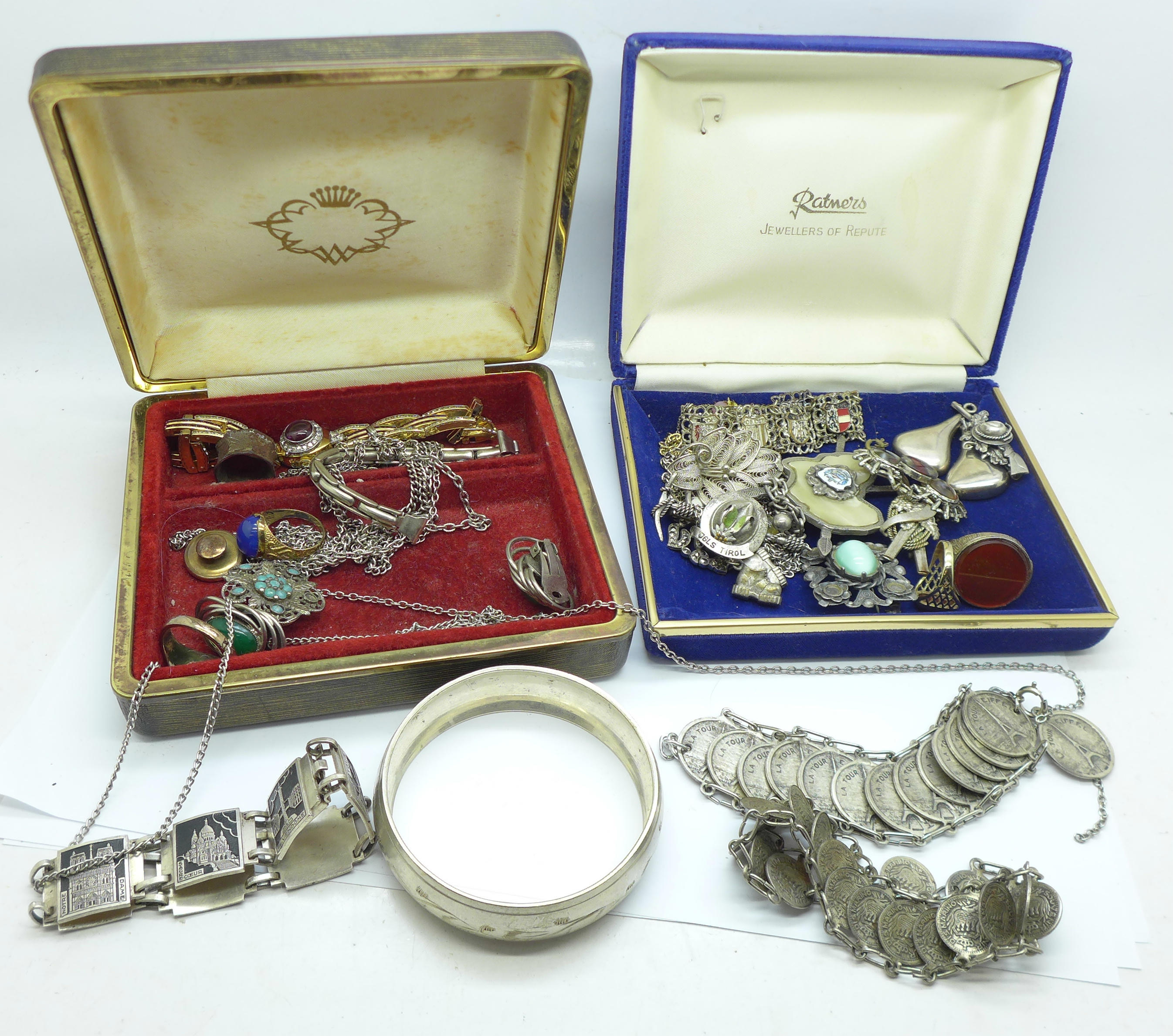 Two boxes of costume jewellery