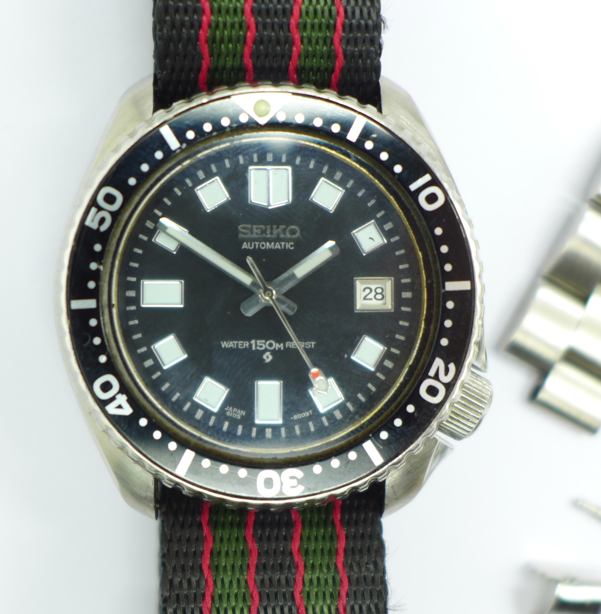 A Seiko diver's automatic wristwatch, 6309-729A-6105-8009T, on a Barton - Image 2 of 7