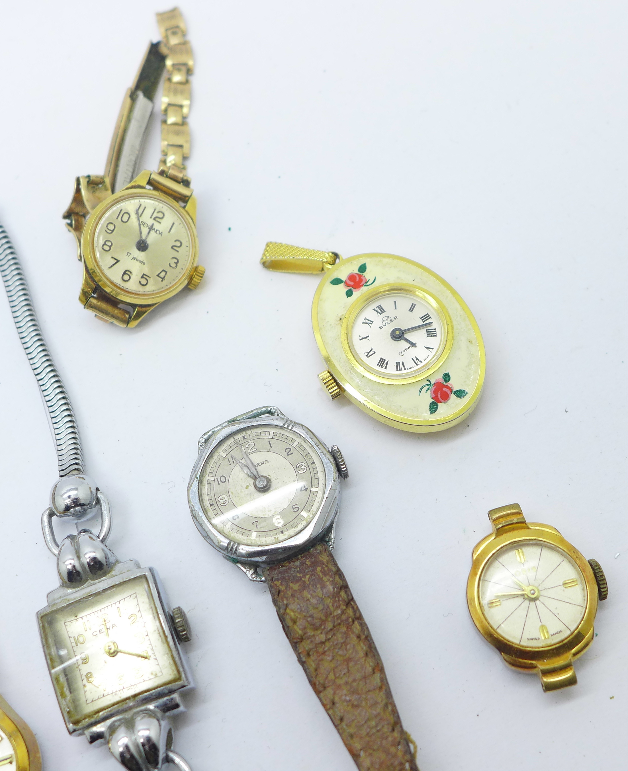 Fourteen manual wind wristwatches and pendant watches including Buler, Bifora, Smiths, etc. - Bild 4 aus 6