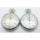 Two Breitling stop watches, one marked 'Wbg. A.S.C.' on case back