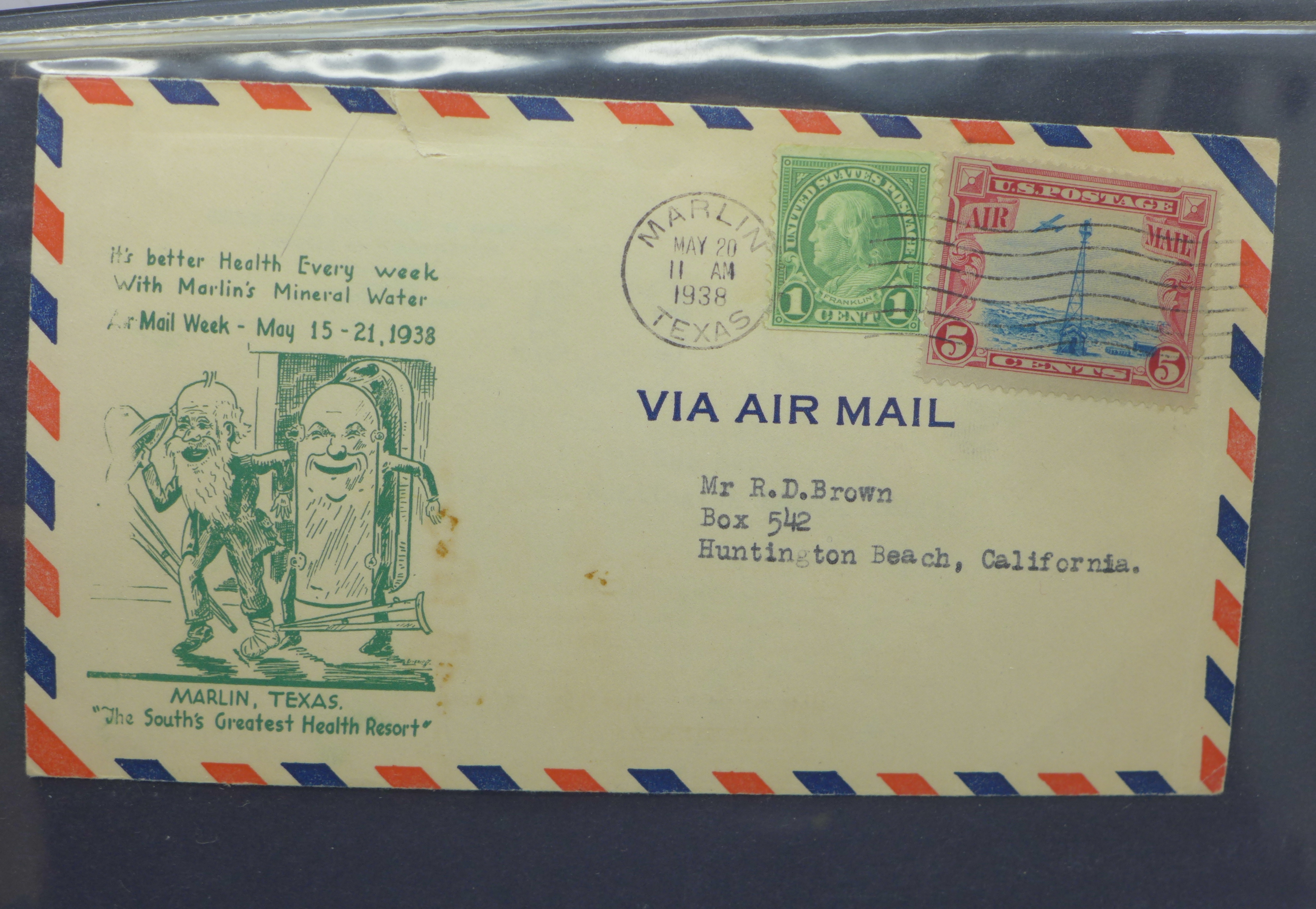 Stamps, album of flight related covers, first flight and commemorative, 1929 onwards - Bild 5 aus 7