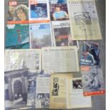 A collection of publications including Life International, 1960's, The Illustrated London News,