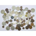 A collection of coins, mainly English including Victorian, some silver and seven 50p coins, Sherlock