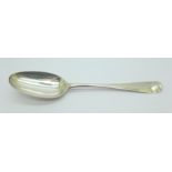A c.1800 silver table spoon, London mark, 61g, 204mm